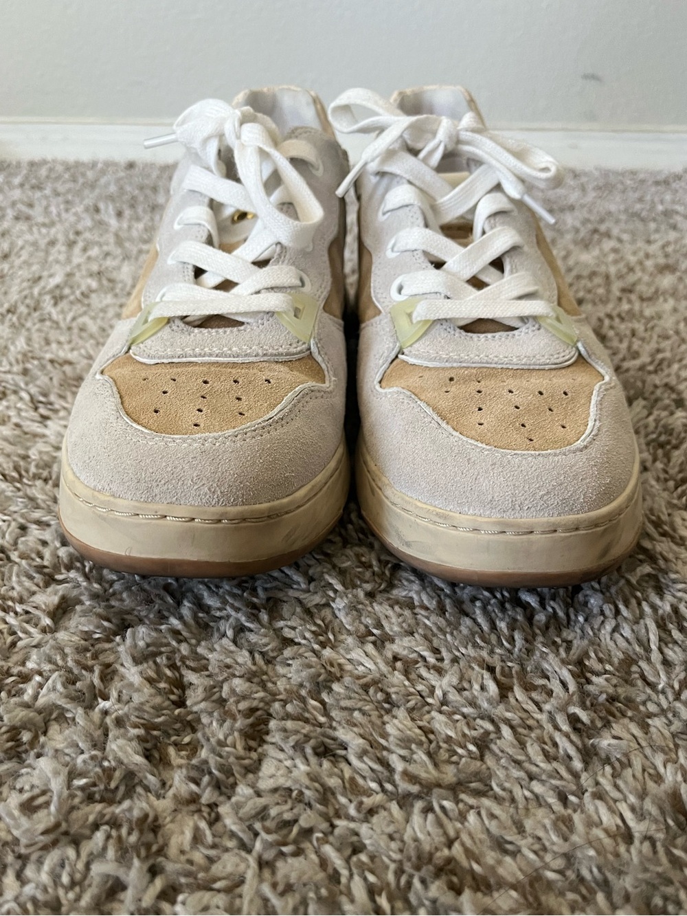 Veronica Beard Toma Suede Sneaker in Sand & White Women's Size 9 - Picture 5 of 16